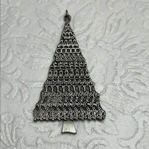 Vintage JJ Jonette Jewelry Signed Pewter Twelve Days of Christmas Pendant